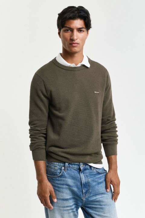 Erkek Pamuklu Kazak - Yeşil 