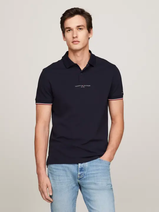 Erkek Polo Yaka Rogo Uçlu Reg T-Shirt - Lacivert - Tommy Hilfiger