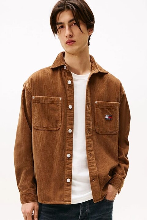 Erkek Rahat Kalıp Fitilli Kadife Gömlek Ceket - Taba 