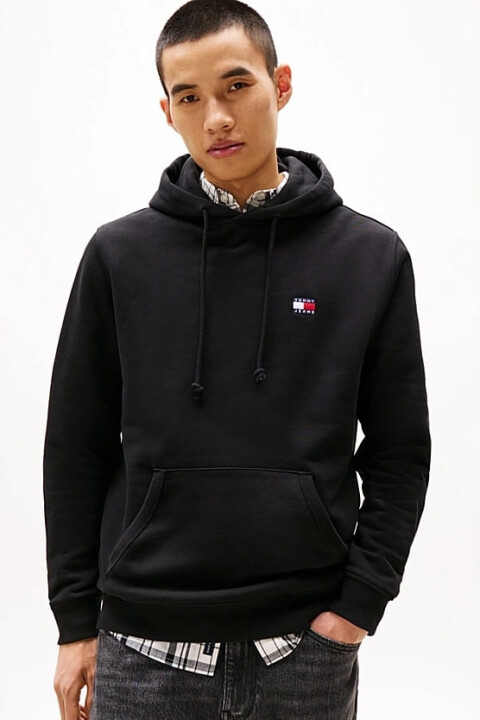 Erkek Reg Badge Kapüşonlu Sweatshirt - Siyah 