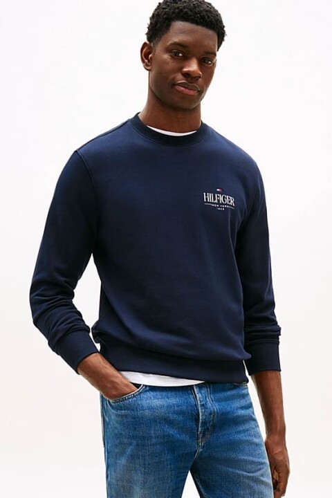 Erkek Regular Fit Baskı Logolu Pamuklu Sweatshirt - Lacivert 