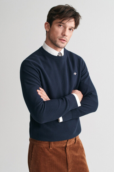 Erkek Regular Fit Bisiklet Yaka Kazak - Lacivert 