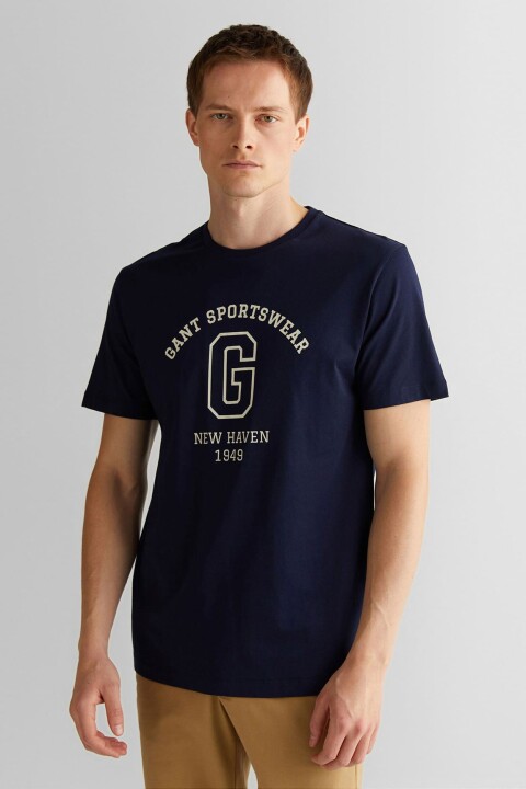 Erkek Regular Fit Bisiklet Yaka Logolu T-Shirt - Lacivert 