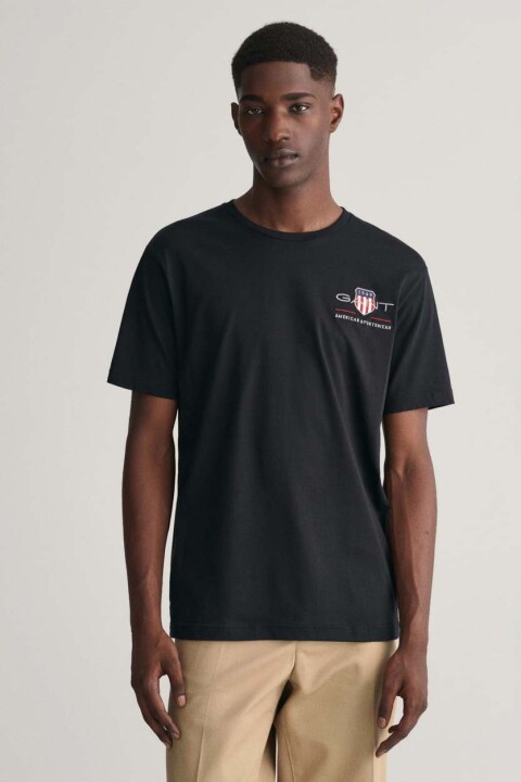 Erkek Regular Fit Bisiklet Yaka Logolu T-Shirt - Siyah 