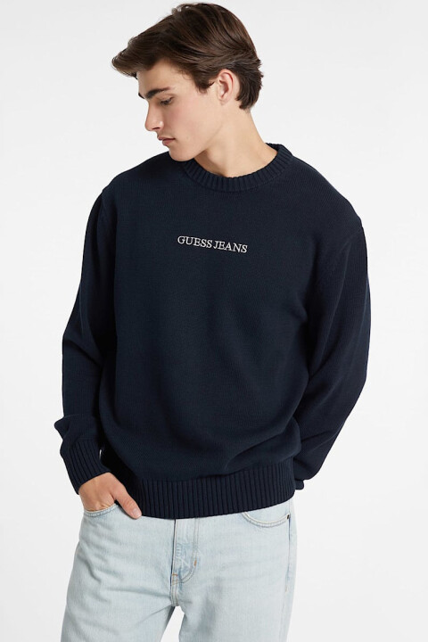 Erkek Regular Fit Bisiklet Yaka Pamuklu Triko Kazak - Lacivert 