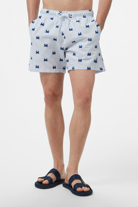 Erkek Regular Fit Çizgili Mayo Şort - Lacivert 