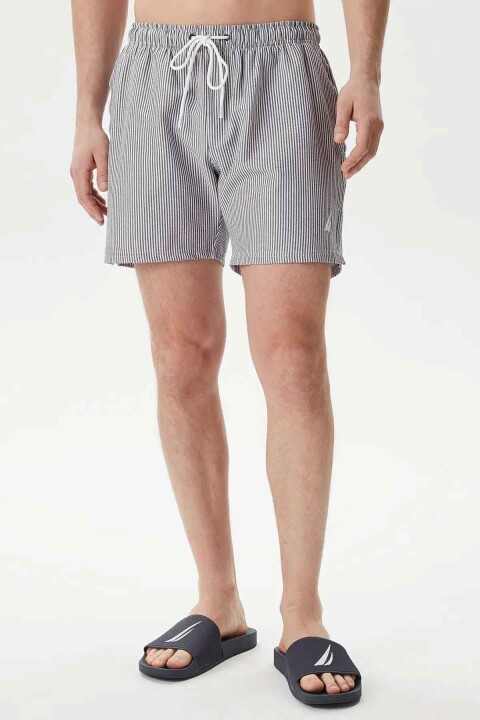 Erkek Regular Fit Çizgili Mayo Şort -Lacivert 