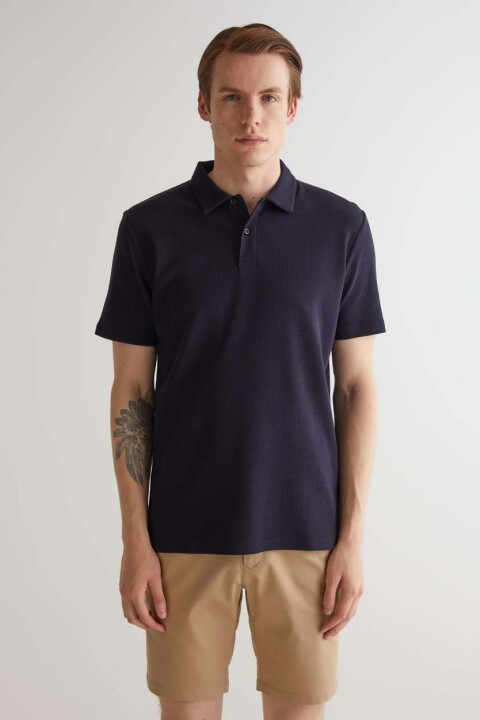 Erkek Regular Fit Dokulu Polo - Lacivert 