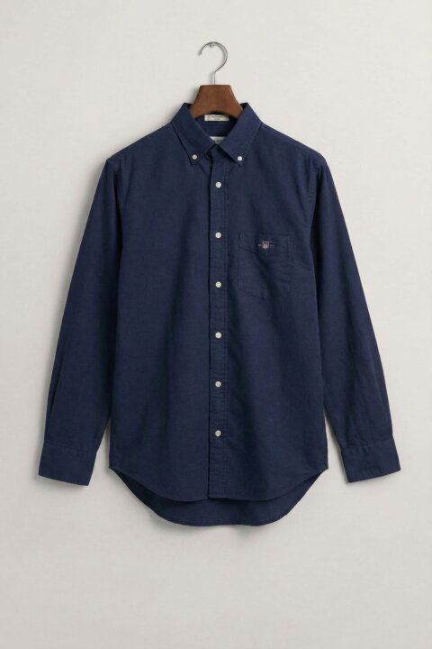 Erkek Regular Fit Düğmeli Yaka Oxford Gömlek - Lacivert 