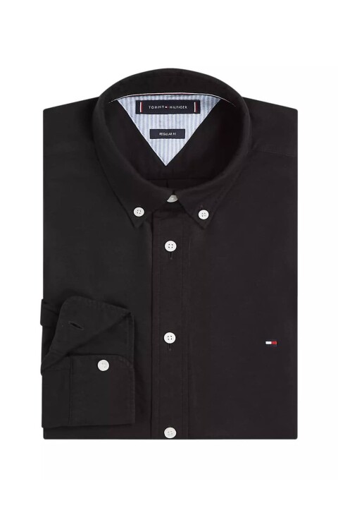 Erkek Regular Fit Düğmeli Yaka Oxford Gömlek - Siyah 