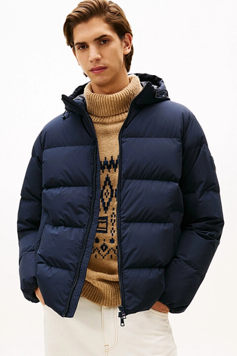 Erkek Regular Fit Kapüşonlu Dolgulu Şişme Mont - Lacivert 