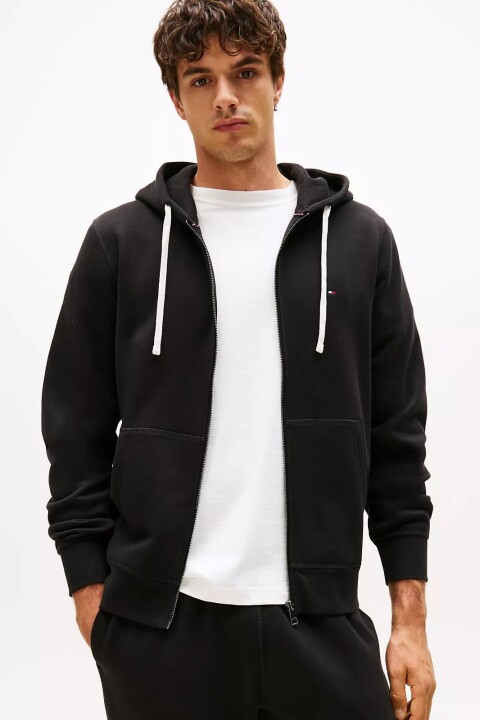 Erkek Regular Fit Kapüşonlu Kanguru Cepli Fermuarlı Sweatshirt - Siyah 