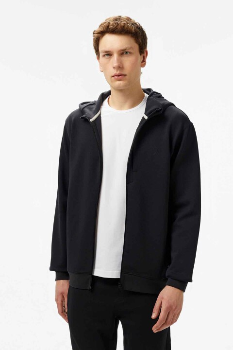 Erkek Regular Fit Kapüşonlu Sweatshirt - Siyah 