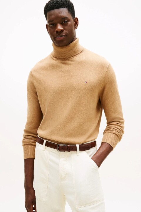 Erkek Regular Fit Kaşmir Karışımlı Balıkçı Yaka Kazak - Camel 