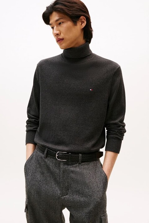 Erkek Regular Fit Kaşmir Karışımlı Balıkçı Yaka Kazak - Koyu Gri 