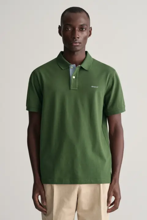 Erkek Regular Fit Logolu Polo - Yeşil 