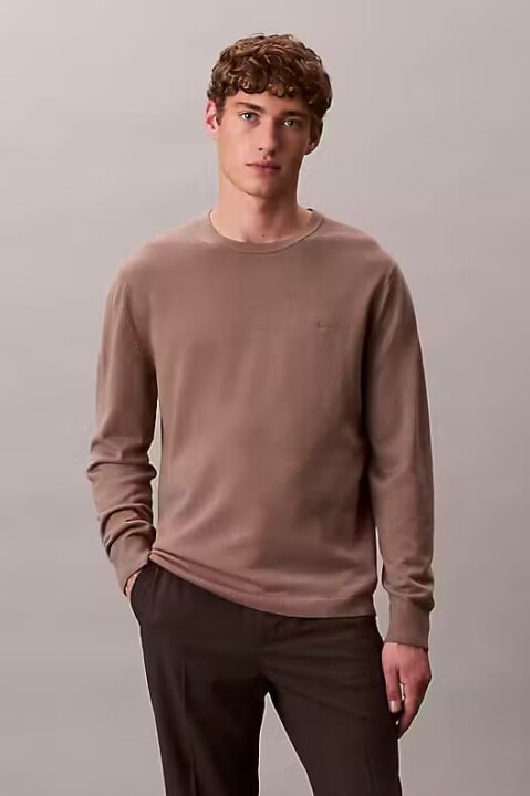 Erkek Regular Fit Merinos Yünü Triko Kazak - Vizon 