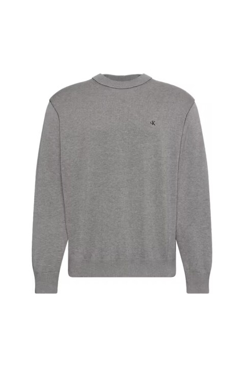 Erkek Regular Fit Monogram Nakışlı Kazak - Gri 