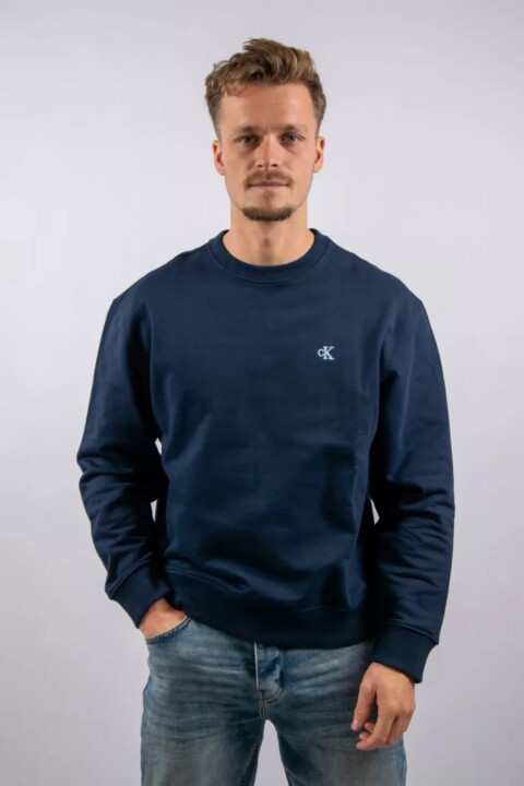 Erkek Regular Fit Monogram Nakışlı Sweatshirt - Lacivert 