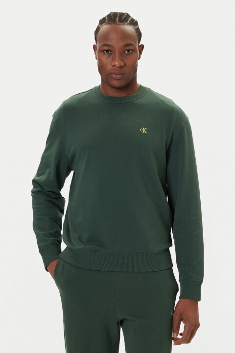 Erkek Regular Fit Monogram Nakışlı Sweatshirt - Yeşil 