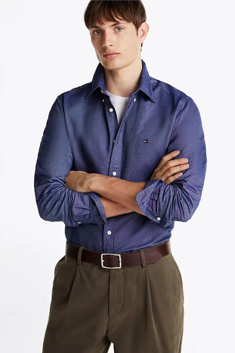 Erkek Regular Fit Oxford Solmuş Gömlek - Lacivert 