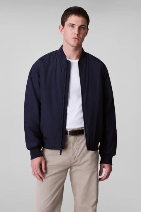 Erkek Regular Fit Ribanalı Bomber Ceket - Lacivert 