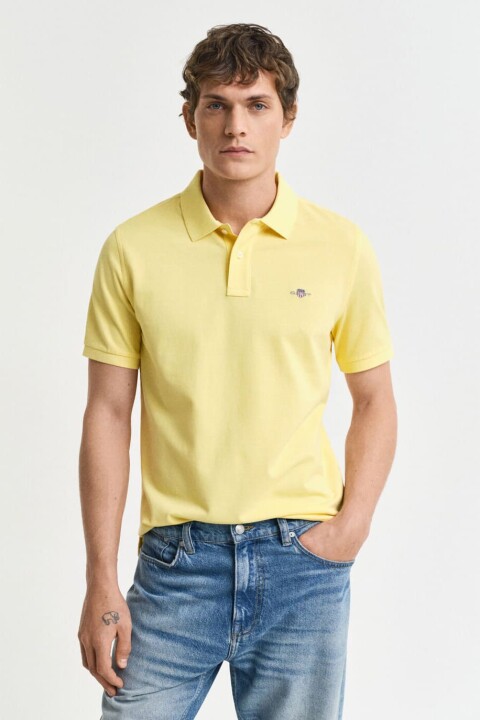 Erkek Regular Fit Shield Polo T-Shirt - Sarı 