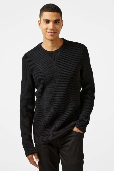 Erkek Regular Fit Triko - Siyah 