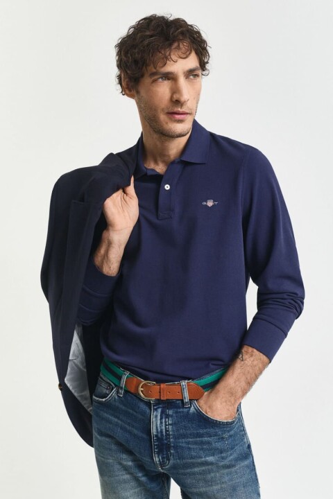 Erkek Regular Fit Uzun Kollu Polo T-Shirt - Lacivert 