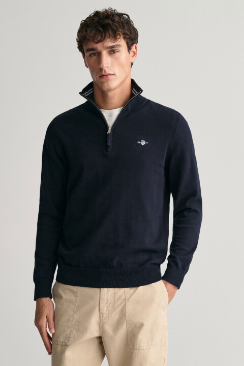Erkek Regular Fit Yarım Fermuarlı Kazak - Lacivert 