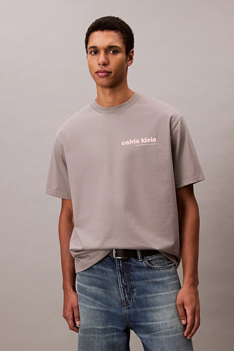 Erkek Relaxed Fit Bauhaus Grafik Baskılı T-Shirt - Gri 