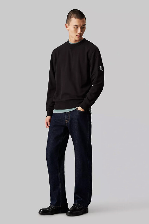 Erkek Rozetli Sweatshirt - Siyah 