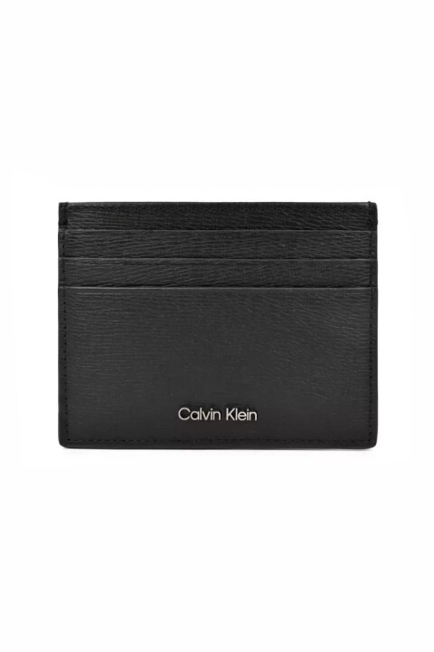 Erkek Saffiano Dokulu Metal Logolu Kartlık - Siyah 