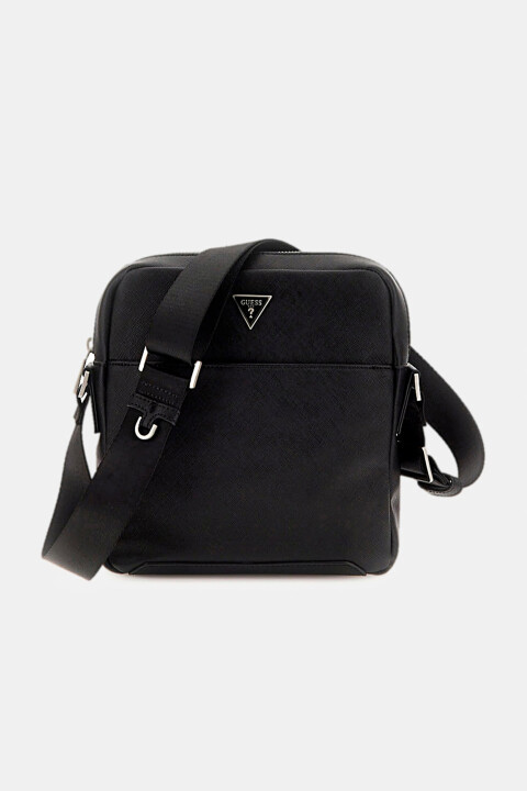 Erkek Saffiano Omuz Çantası - Siyah 