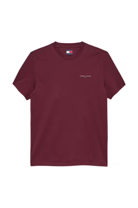 Erkek Slim Fit Bisiklet Yaka Logo Baskılı T-Shirt - Bordo 
