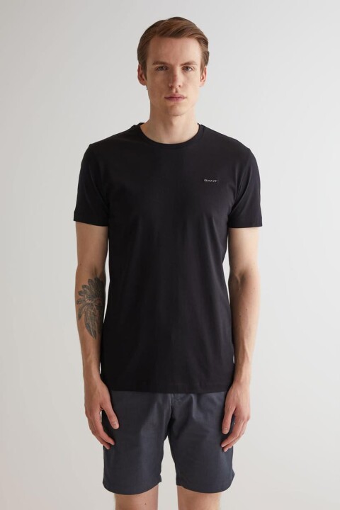 Erkek Slim Fit Bisiklet Yaka T-Shirt - Siyah 