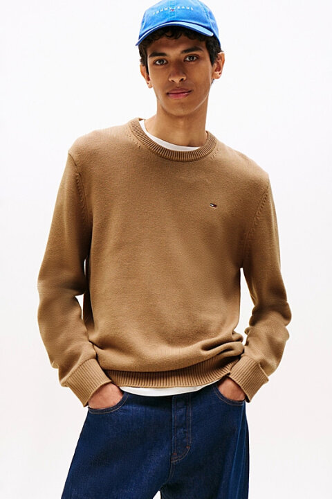 Erkek Slim Fit Bisiklet Yaka Triko Kazak - Kahverengi 