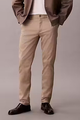 Erkek Slim Fit Esnek Kumaşlı Chino Pantolon - Bej 