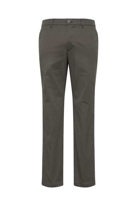 Erkek Slim Fit Esnek Pamuklu Chino Pantolon - Haki 