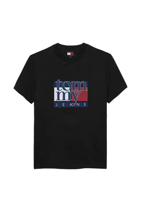 Erkek Slim Fit Logo Baskılı T-Shirt - Siyah 