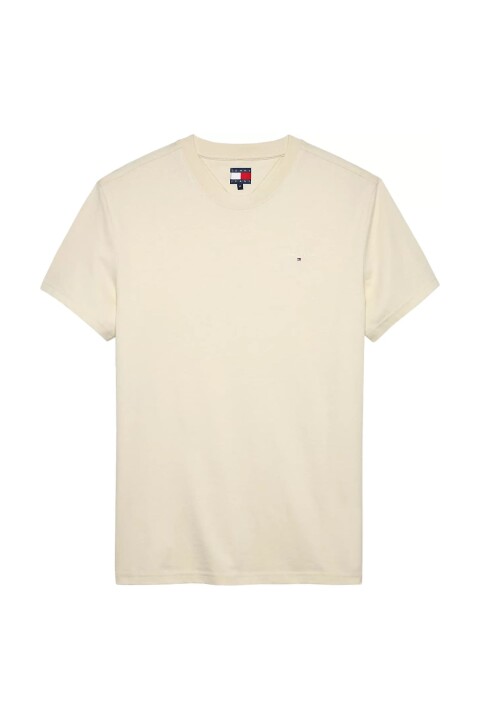 Erkek Slim Fit Minimal Logo T-Shirt - Bej 