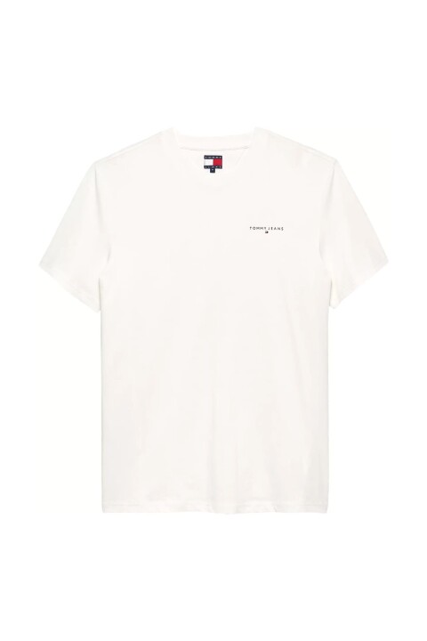 Erkek Slim Fit Minimal Logo T-Shirt - Ekru 