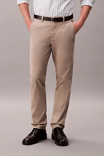 Erkek Slim Fit Pamuklu Chino Pantolon - Bej 