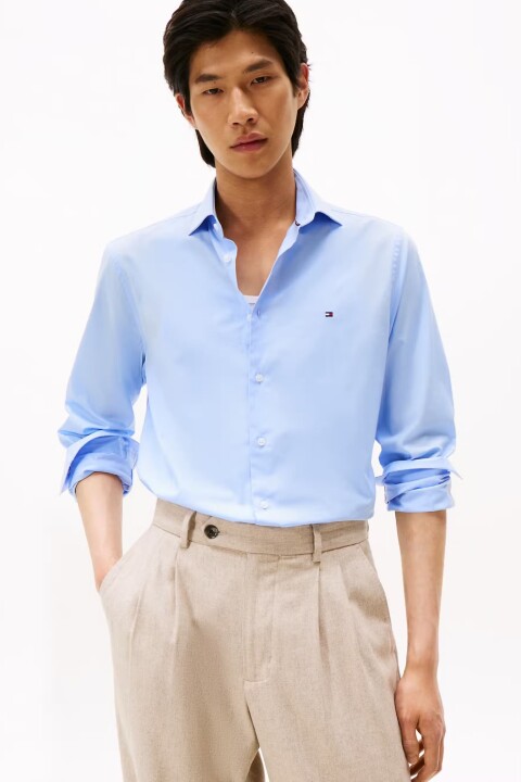 Erkek Slim Fit Poplin Gömlek - Açık Mavi 
