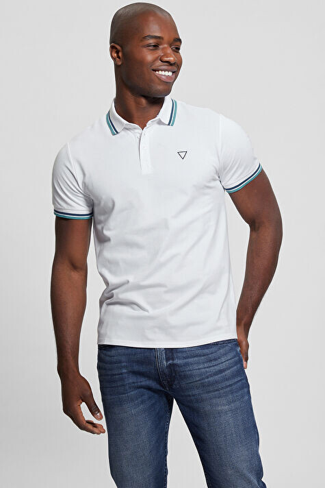 Erkek Sports Pique Polo T-Shirt - Beyaz 