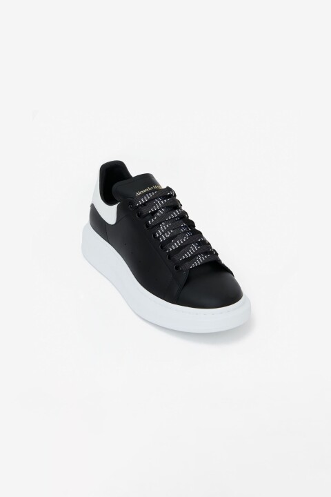 Erkek S.Rubber Kalın Tabanlı Deri Sneakers - Siyah/Beyaz 