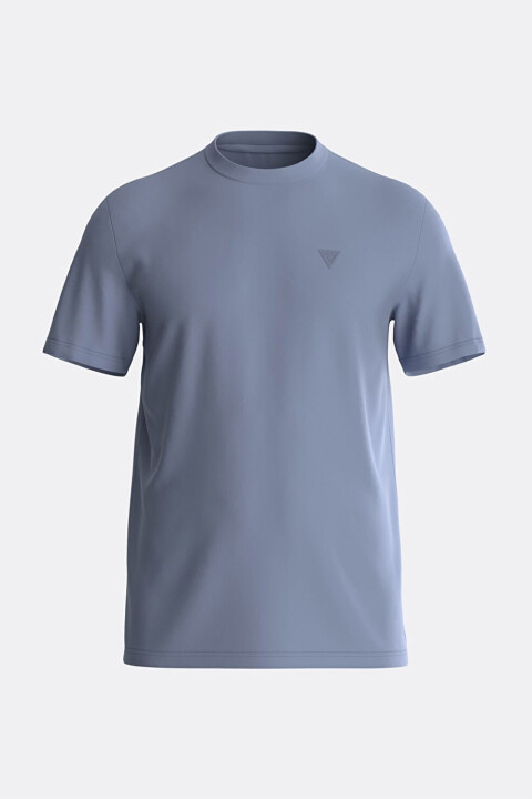 Erkek Ss Bisiklet Yaka Düz Siyah T-Shirt - Mavi 