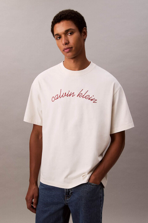 Erkek SS Center Chain Stitch 116 T-Shirt - Beyaz 