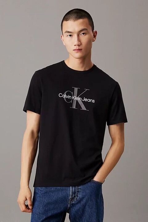 Erkek Ss Hero Monogram T-Shirt - Siyah 