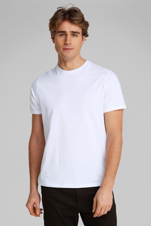 Erkek SS Smooth CTTN Solid Crewnk T-Shirt - Beyaz 
